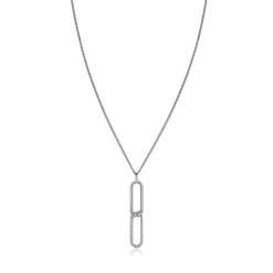 45cm Mart Visser by ZINZI zilveren gourmet ketting inclusief rechthoekige schakel hanger 40mm, bezet met witte zirkonia's MVC28