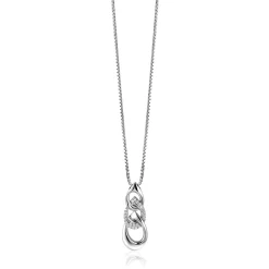 45cm Mart Visser by ZINZI zilveren venetiaanse ketting inclusief hanger met drie open peervormige schakels 30mm, bezet met witte zirconia's MVC24