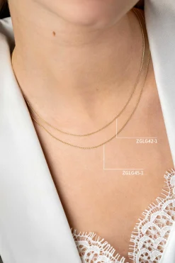 45cm ZINZI Gold 14 krt gourmet ketting 1mm breed, ideaal om je hanger aan te bevestigen ZGLG45-1