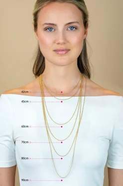 80cm ZINZI gold plated zilveren figaro ketting ZILC-F80G
