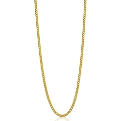90cm ZINZI zilveren gourmet ketting gold plated. ZILC-G90G
