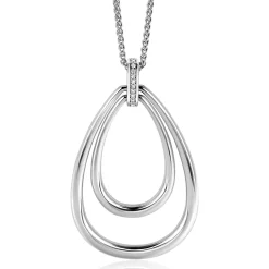 70cm ZINZI zilveren ketting met luxe ovale hanger 45mm, valt lang om de hals ZIC2489