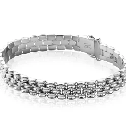 Mart Visser by ZINZI zilveren brede schakel armband 9mm met luxe sluiting MVA22