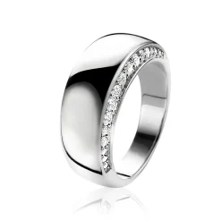 Mart Visser by ZINZI zilveren ring glad wit MVR10