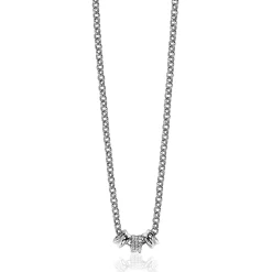 Mart Visser by ZINZI zilveren ketting 45cm met 3 ronde schakels, waarvan middelste volbezet is met witte zirconia's  MVC23