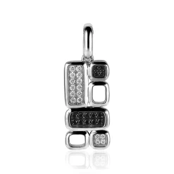 Mart Visser by ZINZI zilveren hanger wit zwart MVH3Z (zonder collier)