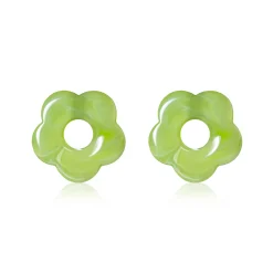 26mm oorbedels bloem lichtgroen kunststof ZICH2720G