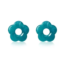 26mm oorbedels bloem turquoise kunststof ZICH2720T
