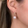 10mm ZINZI Gold 14 karaat gouden oorbedels roze Swarovski crystal parel ZGCH002 (zonder oorringen)