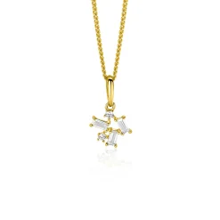 13mm ZINZI Gold 14 krt gouden fantasie hanger met rechthoekige en ronde zirkonia's ZGH511 (zonder collier)