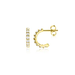 8mm ZINZI Gold 14 krt gouden halve oorringen bezet met witte zirconia's ZGO458