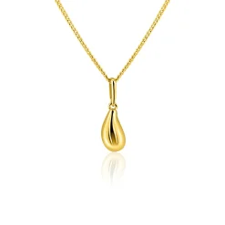 15mm ZINZI Gold 14 krt gouden hanger met organische druppelvorm ZGH558 (zonder collier)