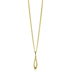 21mm ZINZI Gold 14 krt gouden hanger met open peervorm ZGH541 (zonder collier)