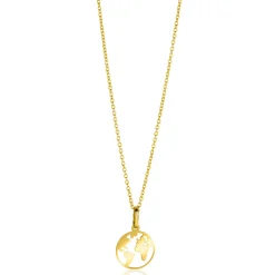 15mm ZINZI Gold 14 krt gouden hanger met wereldkaart ZGH474 (zonder collier)