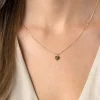 8mm ZINZI Gold 14 krt gouden hanger met trendy glanzend hartje van 8mm ZGH396-8 (zonder collier)