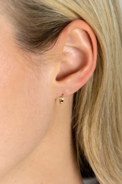 8mm ZINZI Gold 14 krt gouden mini oorringen met luxe klapsluiting 8mm x 1,3mm vierkante buis ZGO410