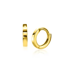 8mm ZINZI Gold 14 krt gouden mini oorringen met luxe klapsluiting 8mm x 1,3mm vierkante buis ZGO410