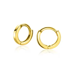 8mm ZINZI Gold 14 krt gouden mini oorringen met luxe klapsluiting 8mm x 1,3mm vierkante buis ZGO410
