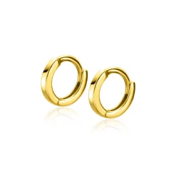8mm ZINZI Gold 14 krt gouden mini oorringen met luxe klapsluiting 8mm x 1,3mm vierkante buis ZGO410