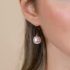 30mm ZINZI Gold 14 krt gouden oorhangers met ronde roze Swarovski crystal parel 12mm ZGO25R