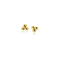 3mm ZINZI Gold 14 krt gouden oorknopjes drie gladde bolletjes in een driehoek ZGO476