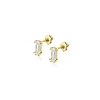 5mm ZINZI Gold 14 krt gouden oorknoppen achtpootszetting met baguette geslepen rechthoekige witte zirconia ZGO369