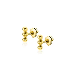 4mm ZINZI Gold 14 krt gouden oorknoppen met drie bolletjes ZGO414