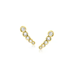 10mm ZINZI Gold 14 krt gouden oorknoppen met vijf ronde witte zirconia's ZGO413