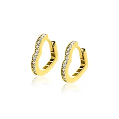 15mm ZINZI Gold 14 krt gouden oorringen in hartvorm, bezet met witte zirconia's en luxe klapsluiting 2mm vierkante buis ZGO574Z