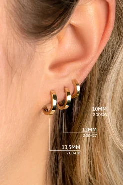 13,5mm ZINZI Gold 14 krt gouden oorringen met luxe klapsluiting 13,5mm x 2,3mm vierkante buis ZGO428