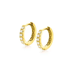 11mm ZINZI Gold 14 krt gouden oorringen bezet met witte zirconia's met luxe klapsluiting 11mm x 2,1mm vierkante buis ZGO321Z