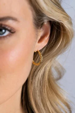 22mm ZINZI Gold 14 krt gouden oorringen met schitterende bewerkte buis 3mm breed ZGO328