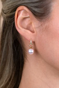 11mm ZINZI Gold 14 krt gouden oorringen, bezet met witte zirconia's met luxe klapsluiting 11mm x 2mm vierkante buis ZGO569Z