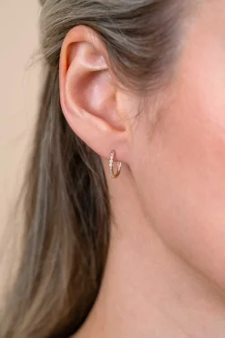 12mm ZINZI Gold 14 krt gouden oorringen bezet met witte zirconia's, luxe klapsluiting 12 x 1,5mm ZGO409