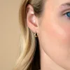 13mm ZINZI Gold 14 krt gouden oorringen met rechthoekige baguette geslepen zirkonia en zes ronde witte zirkonia's, met luxe klapsluiting 13 x 2mm ZGO528