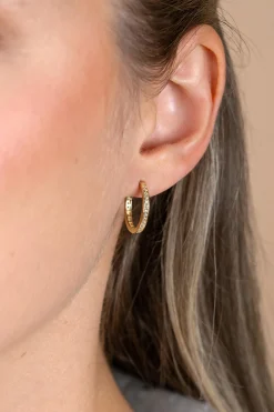 17mm ZINZI Gold 14 krt gouden oorringen, bezet met witte zirconia's met luxe klapsluiting 17mm x 2mm vierkante buis ZGO572Z