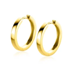 17mm ZINZI Gold 14 krt gouden oorringen met luxe klapsluiting 17mm x 2mm vierkante buis ZGO572
