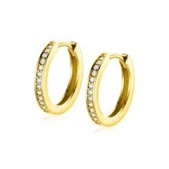 15mm ZINZI Gold 14 krt gouden oorringen, bezet met witte zirconia's met luxe klapsluiting 15mm x 2mm vierkante buis ZGO571Z