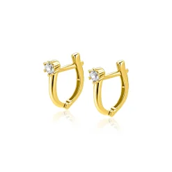 11mm ZINZI Gold 14 krt gouden oorringen ovaal model met witte zirconia en luxe klapsluiting ZGO566