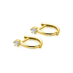 11mm ZINZI Gold 14 krt gouden oorringen ovaal model met witte zirconia en luxe klapsluiting ZGO566