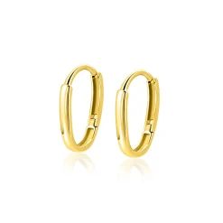 13mm ZINZI Gold 14 krt gouden oorringen ovaal model met luxe klapsluiting 13mm x 1,9mm ZGO565