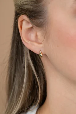 9mm ZINZI Gold 14 krt gouden oorstekers in organische druppelvorm, met witte zirconia ZGO558