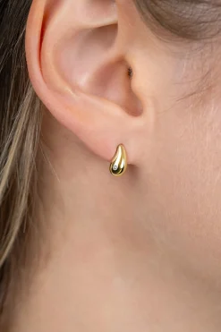 9mm ZINZI Gold 14 krt gouden oorstekers in organische druppelvorm, met witte zirconia ZGO558