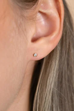 2,5mm ZINZI Gold 14 krt gouden oorstekers met ronde witte zirconia in glad kastje ZGO563