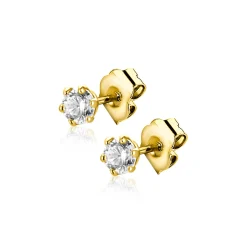 2,5mm ZINZI Gold 14 krt gouden oorstekers met ronde witte zirconia in zespootchaton ZGO562