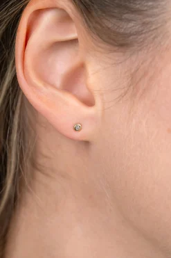 3mm ZINZI Gold 14 krt gouden oorstekers met ronde witte zirconia in bewerkt kastje ZGO560