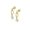 12mm ZINZI Gold 14 krt gouden oorstekers, open ovaal met peervormige witte zirkonia ZGO548