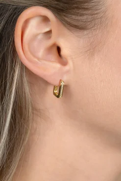 13mm ZINZI Gold 14 krt gouden rechthoekige oorringen, bezet met witte zirconia's en luxe klapsluiting 2mm vierkante buis ZGO575Z