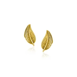 8mm ZINZI Gold 14 krt gouden veer oorknoppen ZGO522