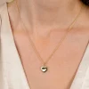 18mm ZINZI gold plated zilveren hanger hart met parelrand voor gravure ZIH2652G (zonder collier)